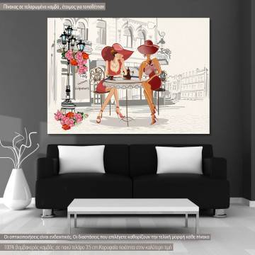 Canvas print Fashion people in the street cafe