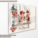 Canvas print Fashion people in the street cafe, side
