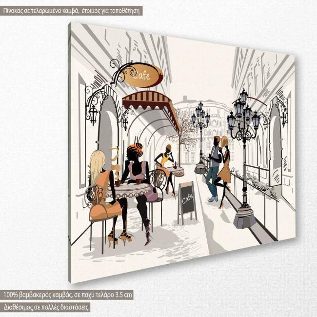 Canvas print Cafe in the old city, side