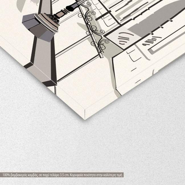 Canvas print Cafe in the old city, detail