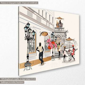 Canvas print Fashion girls in the street cafe II 2