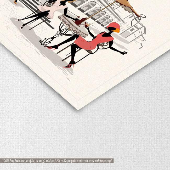 Canvas print Fashion girls in the street cafe II, detail
