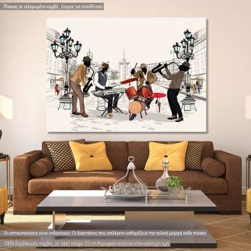 Canvas print Musicians in the city