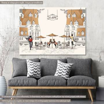 Canvas print Cafe with guitarist