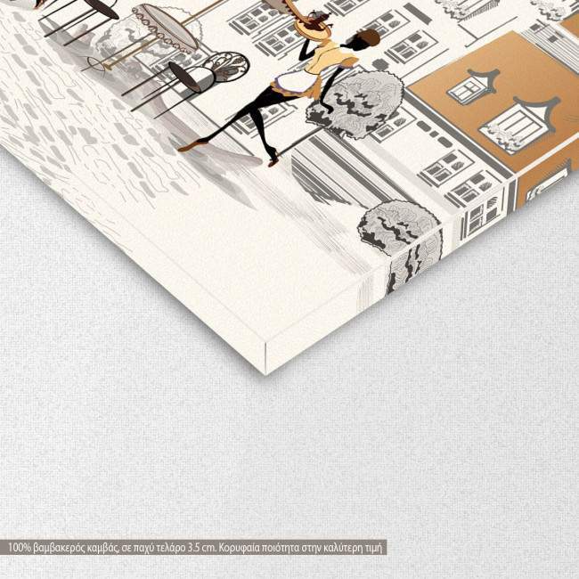 Canvas print Cafe with guitarist, detail