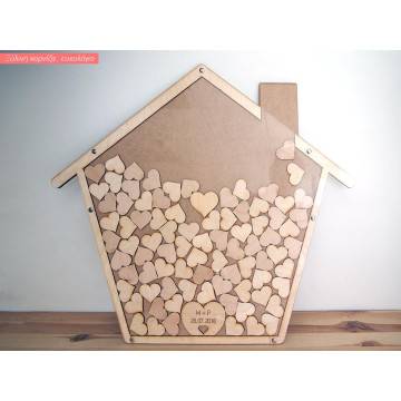 House with hearts wooden wishes board