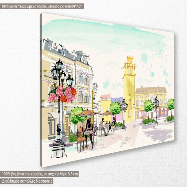 Canvas print Street cafe, side