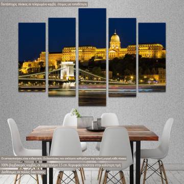 Canvas print Budapest by night five panels