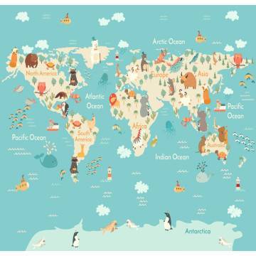 Wallpaper Map with animals rectangle 2