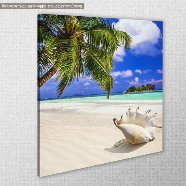 Canvas print Seashell in tropical island, side