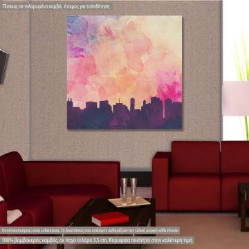 Canvas print Dawn in the city watercolor