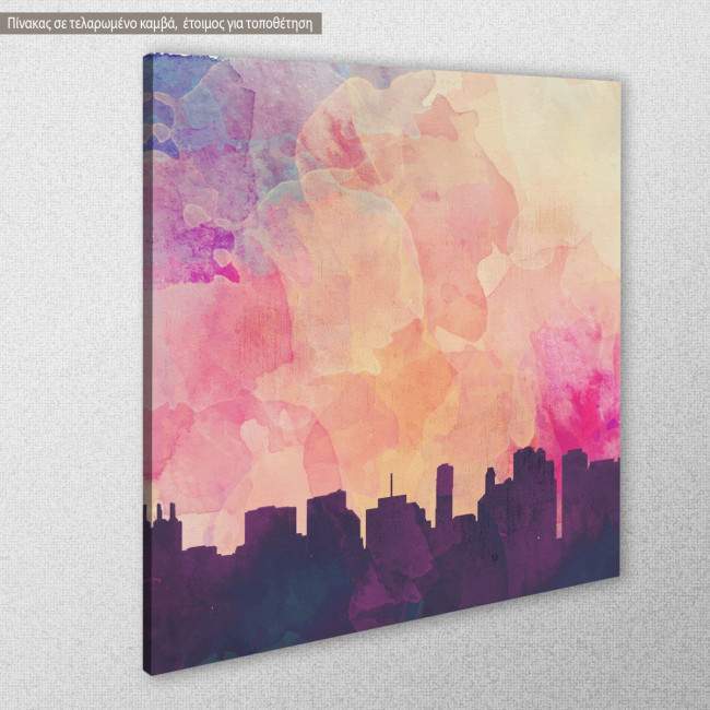 Canvas print Dawn in the city watercolor, side