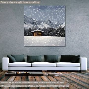 Πίνακας σε καμβά Cabin in the snow