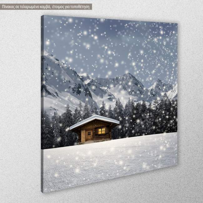 Canvas print Cabin in the snow, side