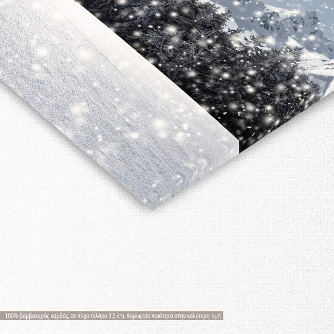 Canvas print Cabin in the snow, detail