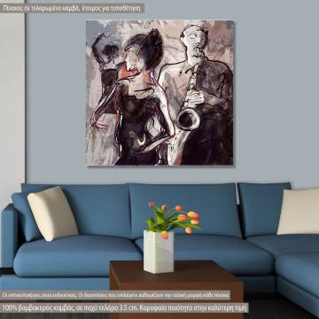 Canvas print Jazz band with dancer