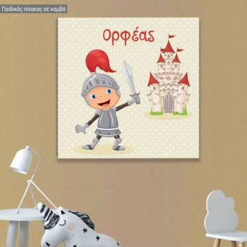 Kids canvas print Knight and castle green