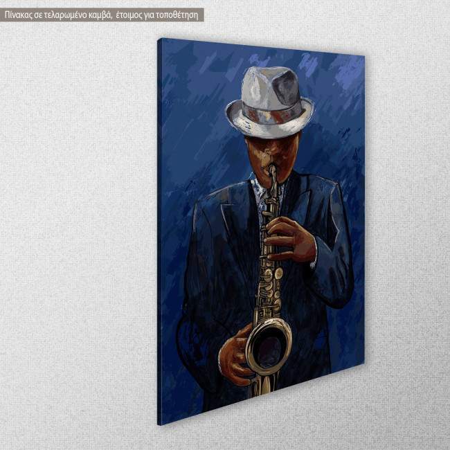 Saxophone player, πίνακας σε καμβά, κοντινό