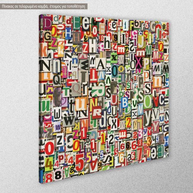 Πίνακας σε καμβά Digital letters collage, κοντινό