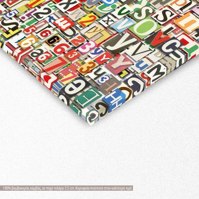 Canvas print Digital letters collage, detail