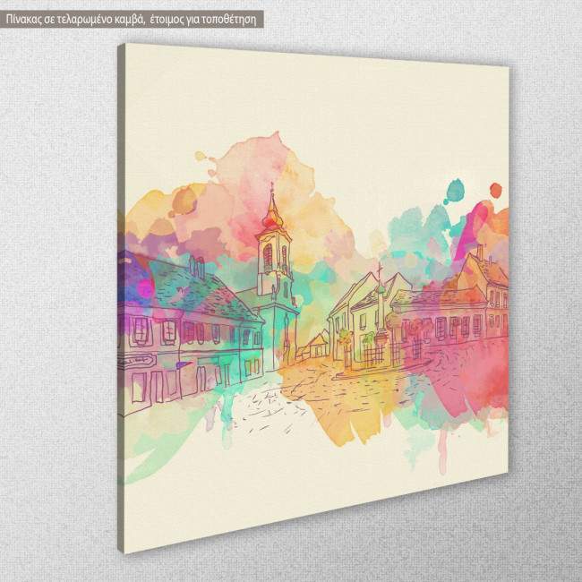 Canvas print Watercolor city, side