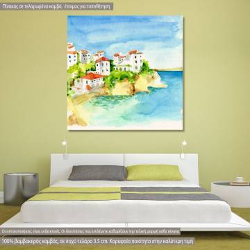 Canvas print Village by the sea