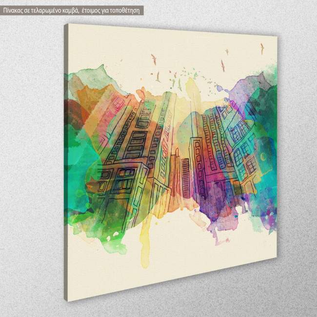 Canvas print Aquarell city, side