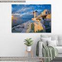 Canvas print Windmill at sunset, Santorini, Greece