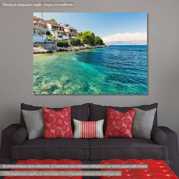 Canvas Crystal clear water in Corfu island