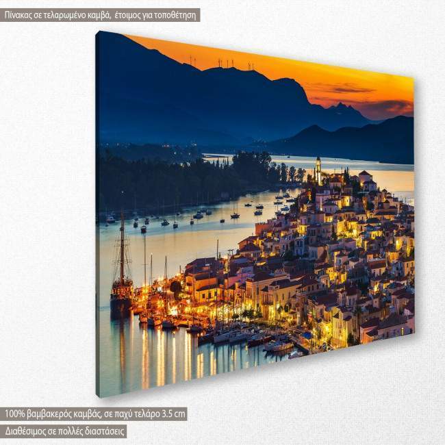 Canvas print Night at Poros, side
