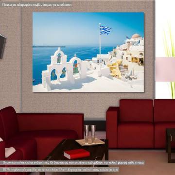 Πίνακας σε καμβά Σαντορίνη, Oia on a bright summer day