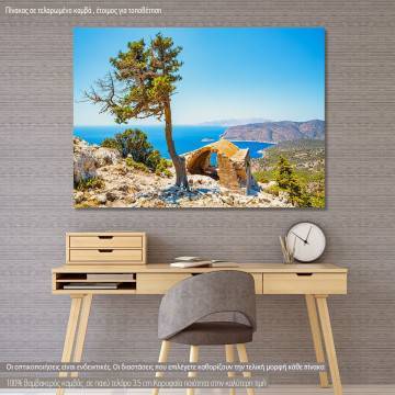 Canvas print  Historic ruin and pine tree, Rhodes