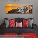 Canvas print Oia at sunset, panoramic