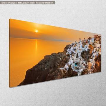 Canvas print Oia at sunset panoramic Framed canvas View 1 2