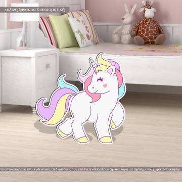 Unicorn cartoon wooden figure