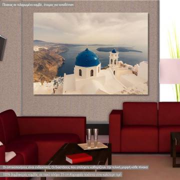 Πίνακας σε καμβά Σαντορίνη, Stunning view of churches, Santorini