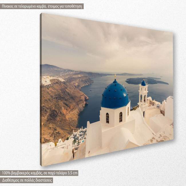 Stunning view of churches, Santorini, πίνακας σε καμβά, κοντινό