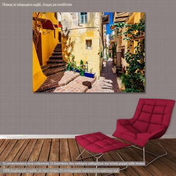 Canvas print Colorful mediterranean street in Crete
