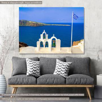 Canvas print Bell tower at Santorini