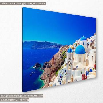 Πίνακας σε καμβά Σαντορίνη Oia town on Santorini island Καμβάς τελαρωμένος Όψη 1 2