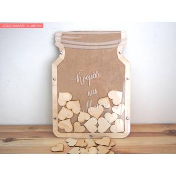Wooden wishes board Vase  with hearts