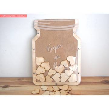 Wooden wishes board Vase  with hearts