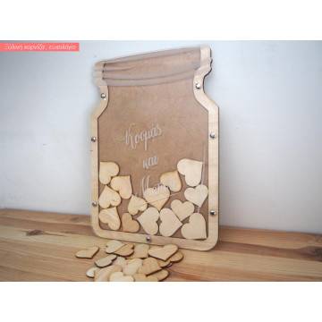 Wooden wishes board Vase  with hearts 2