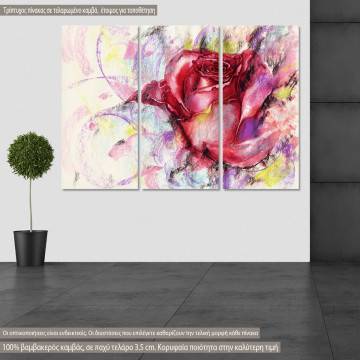 Πίνακας σε καμβά Rose handmade fashion, τρίπτυχος