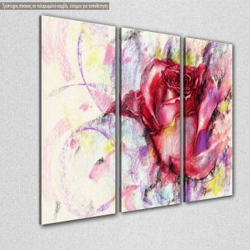 Πίνακας σε καμβά Rose handmade fashion, τρίπτυχος 2