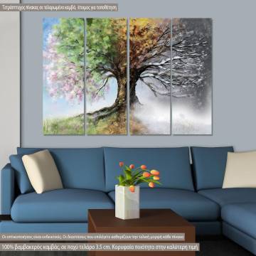 Canvas print Four season tree, four panels