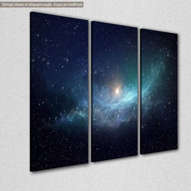Canvas print Star field and nebula in outer space,  3 panels, side