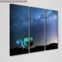 Canvas print Milky Way over the Meteora, Greece,  3 panels, side