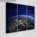 Canvas print Europe at night from space,  3 panels, side