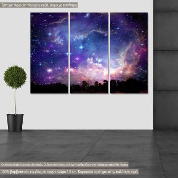 Canvas print Galaxy on night cloud,  3 panels